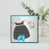 Invitation Chaussures de robe bleu sarcelle noir bébé fille d (Debout devant)