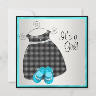 Invitation Chaussures de robe bleu sarcelle noir bébé fille d