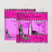 Invitation Chaussures de soirée rose rouge à lèvres (Devant / Derrière)