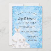 Invitation Chaussures d'hiver de Quinceanera robe blanche ble (Devant)