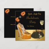 Invitation Chaussures dorées à talons hauts pour enterrement (Devant / Derrière)