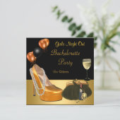 Invitation Chaussures dorées à talons hauts pour enterrement (Debout devant)