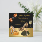 Invitation Chaussures dorées de fête de Bachelorette Talons h (Debout devant)