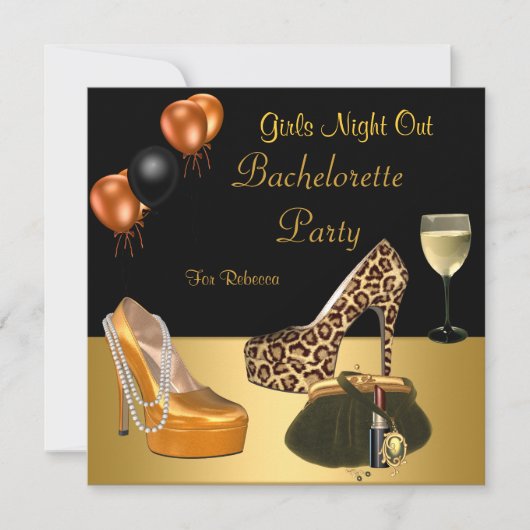 Invitation Chaussures dorées de fête de Bachelorette Talons h (Devant)