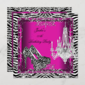 Invitation Chaussures Empreinte de léopard Zebra Rose Hot (Devant / Derrière)