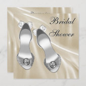 Invitation Chaussures en ivoire satiné Fête des mariées blanc (Devant / Derrière)