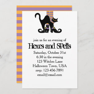 Invitation Chaussures en sorcière blanche Halloween Chat noir