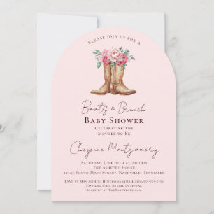 Invitation Chaussures et Brunch Baby Shower   Fleurs Rose Pâl