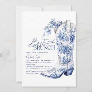Invitation Chaussures et brunch bleu chinoiserie enterrement 