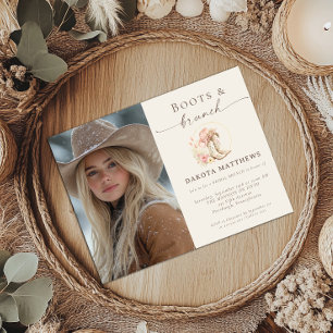 Invitation Chaussures et brunch Western Floral Shower de mari