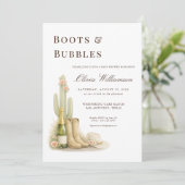 Invitation Chaussures et Bulles Baby Shower Western (Debout devant)