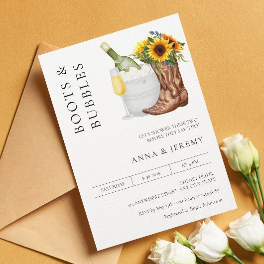 Invitation Chaussures et Bulles: Mariage Mixte Moderne Minima