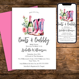 Invitation Chaussures et Bulles Rose Enterrement de Vie de Je