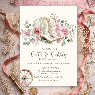 Invitation Chaussures et bulles Rose Fille de Cow-boy Enterre