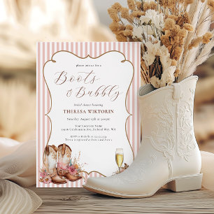 Invitation Chaussures et bulles roses Fête de mariage western