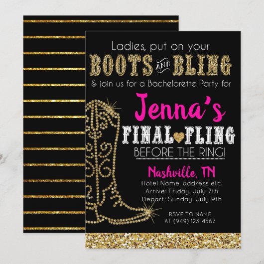 Invitation Chaussures et Country Western Nashville Party (Devant / Derrière)