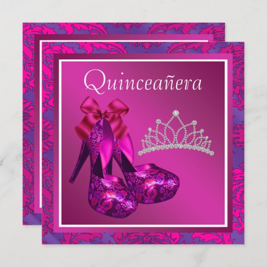 Invitation Chaussures Fuchsia Tiara High Heel Chaud Rose Quin (Devant / Derrière)