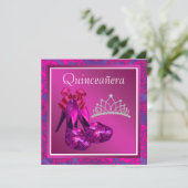 Invitation Chaussures Fuchsia Tiara High Heel Chaud Rose Quin (Debout devant)