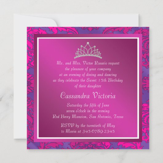 Invitation Chaussures Fuchsia Tiara High Heel Chaud Rose Quin (Dos)