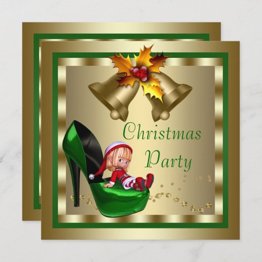 Invitation Chaussures haute talon Fête de Noël Elf (Devant / Derrière)