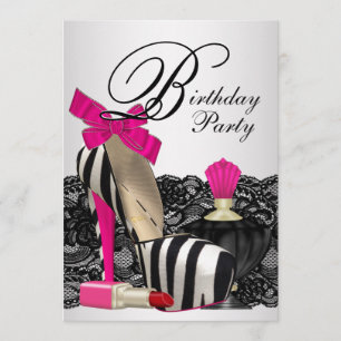 Invitation Chaussures haute talon Hot rose Zebra Party