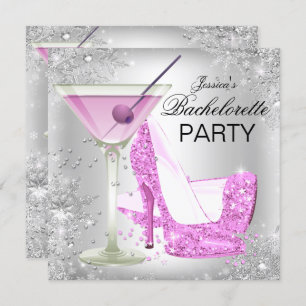 Invitation Chaussures haute talon rose argent Bachelorette Pa