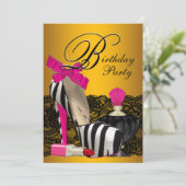 Invitation Chaussures haute talon rose et or rose Zebra Party (Debout devant)