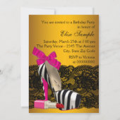 Invitation Chaussures haute talon rose et or rose Zebra Party (Dos)