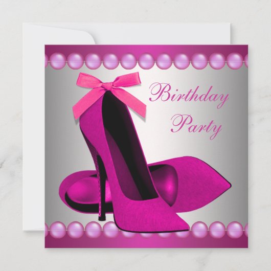 Invitation Chaussures Hot Rose High Heels Anniversaire (Devant)