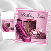 Invitation Chaussures Leopard High Heel rose Zebra Anniversai