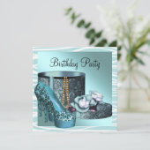 Invitation Chaussures Leopard High Heel Turquoise Blue Annive (Debout devant)