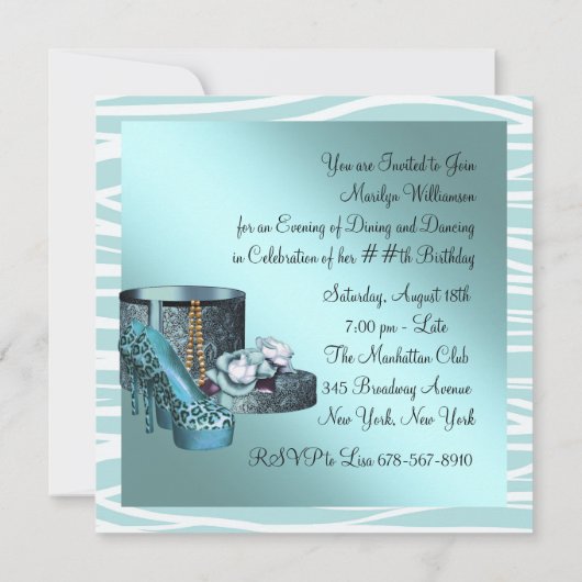 Invitation Chaussures Leopard High Heel Turquoise Blue Annive (Dos)