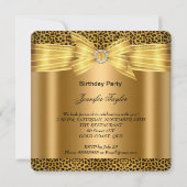 Invitation Chaussures Leopard High Heels Gold Birthday Party (Dos)