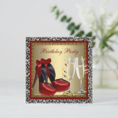 Invitation Chaussures Leopard Red High Heel Anniversaire (Debout devant)