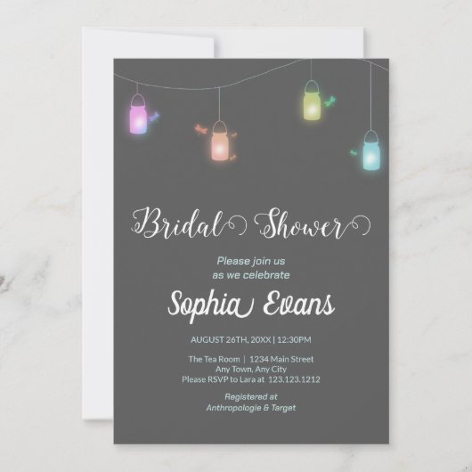 Invitation Chaussures Mason Jars Gris Douche (Devant)