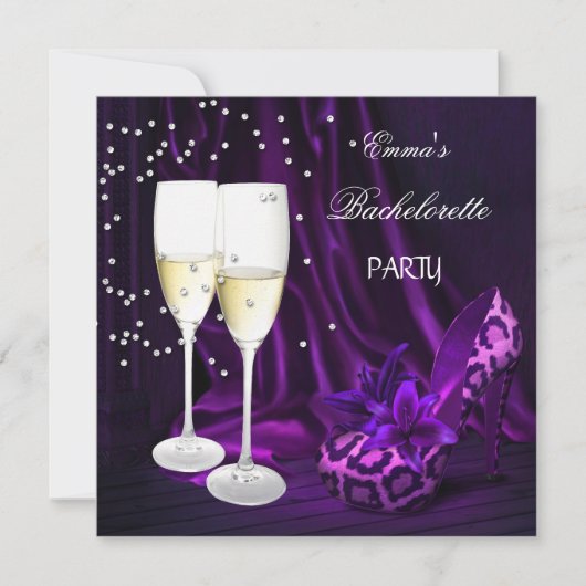 Invitation Chaussures noires léopard violet pour enterrement  (Devant)