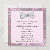 Invitation Chaussures noires roses bébé fille damassé (Dos)