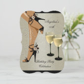 Invitation Chaussures noires Verre à vin fête d'anniversaire (Debout devant)