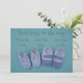Invitation Chaussures pastel garçon jumeaux baby shower invit (Debout devant)