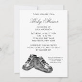 Invitation Chaussures pour bébé en argent Baby shower Invitat (Devant)