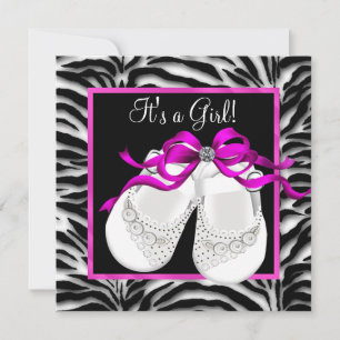 Invitation Chaussures pour bébé Hot rose Zebra Baby Girl Douc
