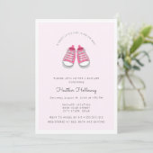 Invitation Chaussures pour bébé rose doux, Baby shower (Debout devant)