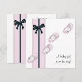 Invitation Chaussures pour bébé rose et noir Douche (Devant / Derrière)