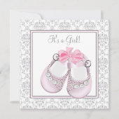 Invitation Chaussures pour bébé rose gris rose Gris rose Bébé (Devant)
