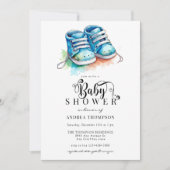 Invitation Chaussures pour bébés | Baby shower Blue Boy (Devant)