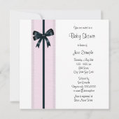 Invitation Chaussures pour bébés roses et noires Douche Invit (Dos)