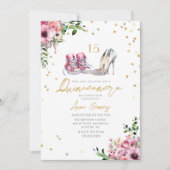 Invitation Chaussures Quinceañera Baskets Roses Talons 15 Flo (Devant)