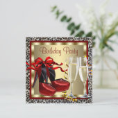 Invitation Chaussures Red High Heel Anniversaire du léopard r (Debout devant)