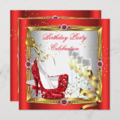 Invitation Chaussures Red High Heel Champagne Gold White (Devant / Derrière)