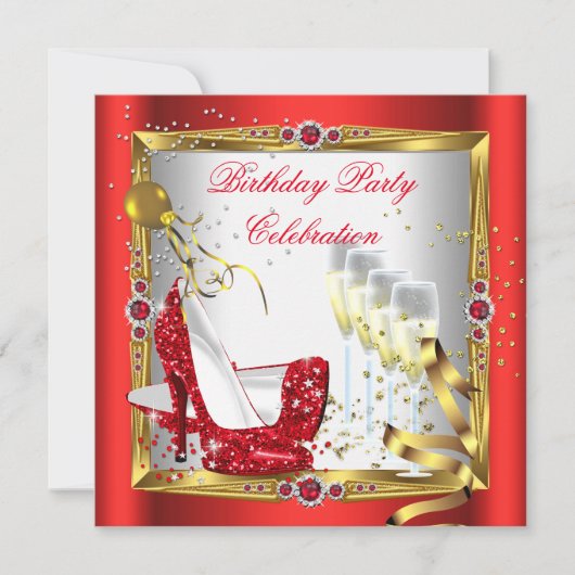 Invitation Chaussures Red High Heel Champagne Gold White (Devant)